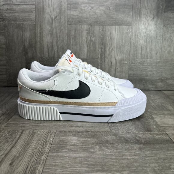 Nike Court Legacy Women's size 12 White Black Casual Shoes DM7590-100 - Picture 1 of 9